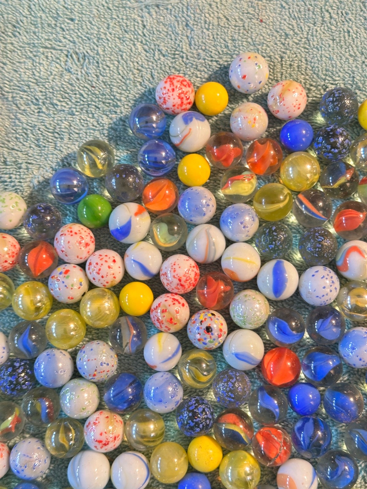 Vintage Lot of Glass Marbles 3.4 Pounds Shooters Speckles Multi Colored