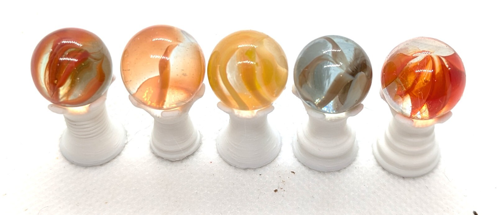 Lot of 10 Vintage Glass Marbles Cat’s eye Swirl 4-7 Veins Various Colors