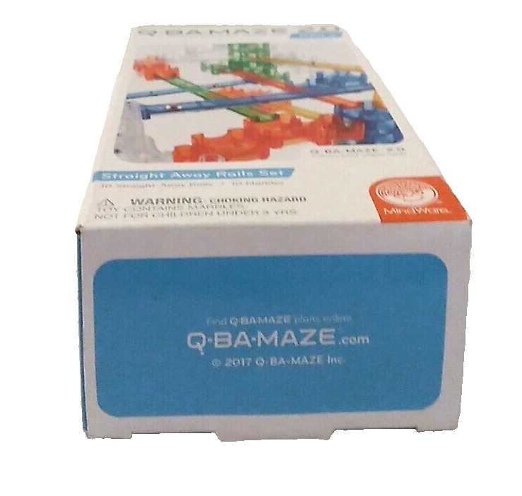 Mind Ware Q-BA-MAZE 2.0 Straight Away Rails Set with Marbles HTF New Open Box