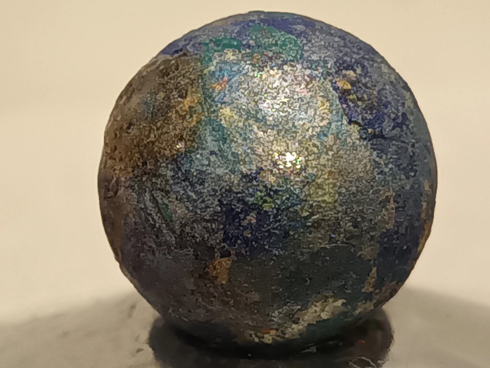 Cool Aqua Blue Planet Themed Design Collectible Handmade Hand Painted Art Marble