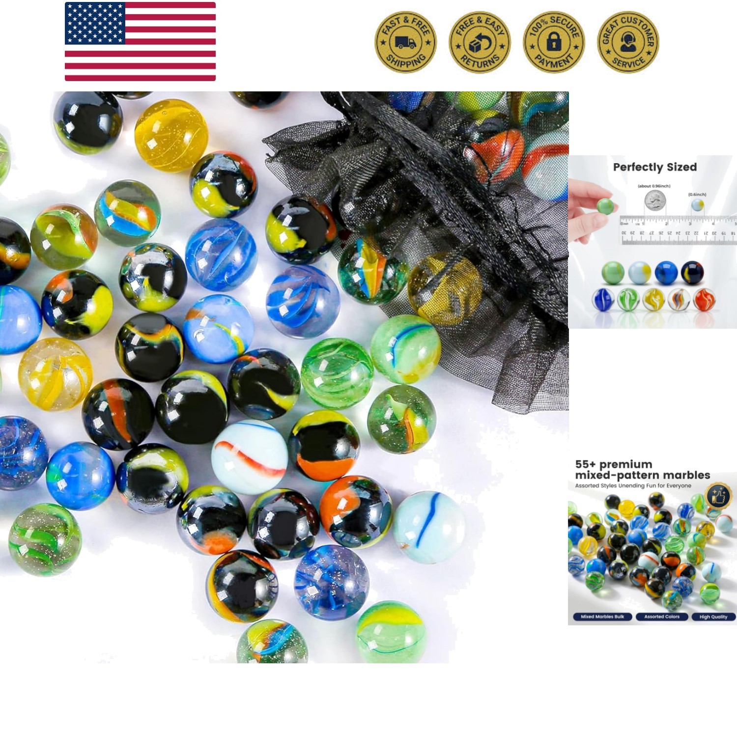 Colorful Glass Marbles, 0.6 inch Marbles Bulk for Kids Marble Games,DIY and H…