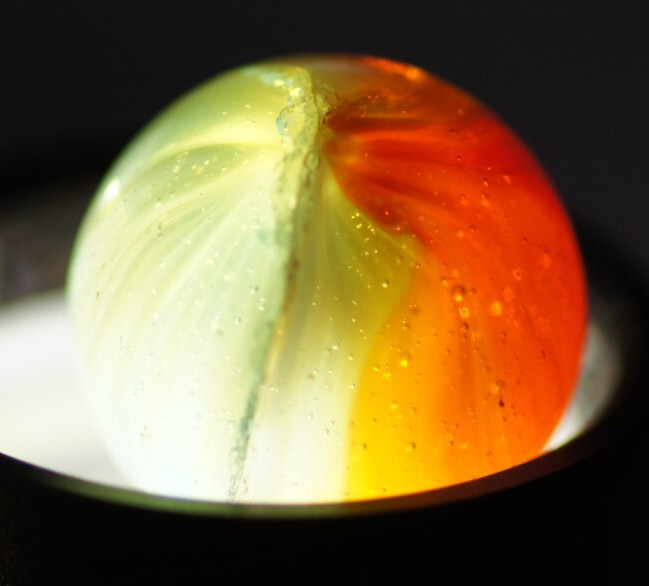 Master Marble Co. Clear Sunburst Toy Marbles (2) Fall Colors #165