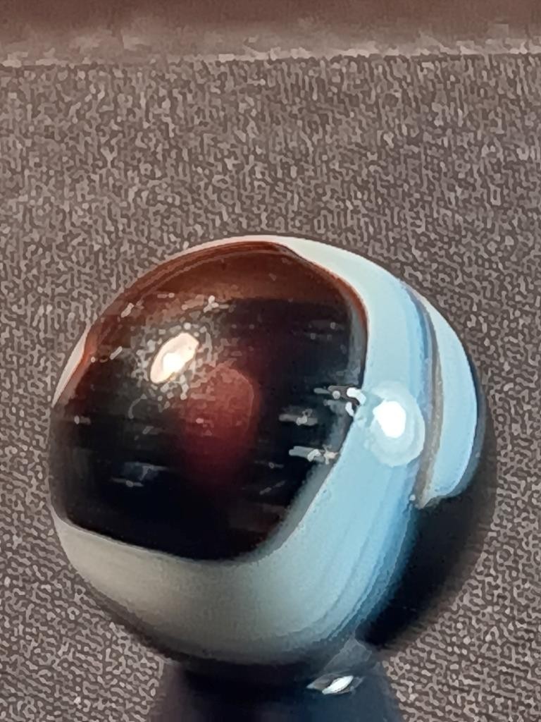 5/8″ Akro Agate CAC Dark Chocolate Swirl Slag Wispy White NM Serious Marble A724