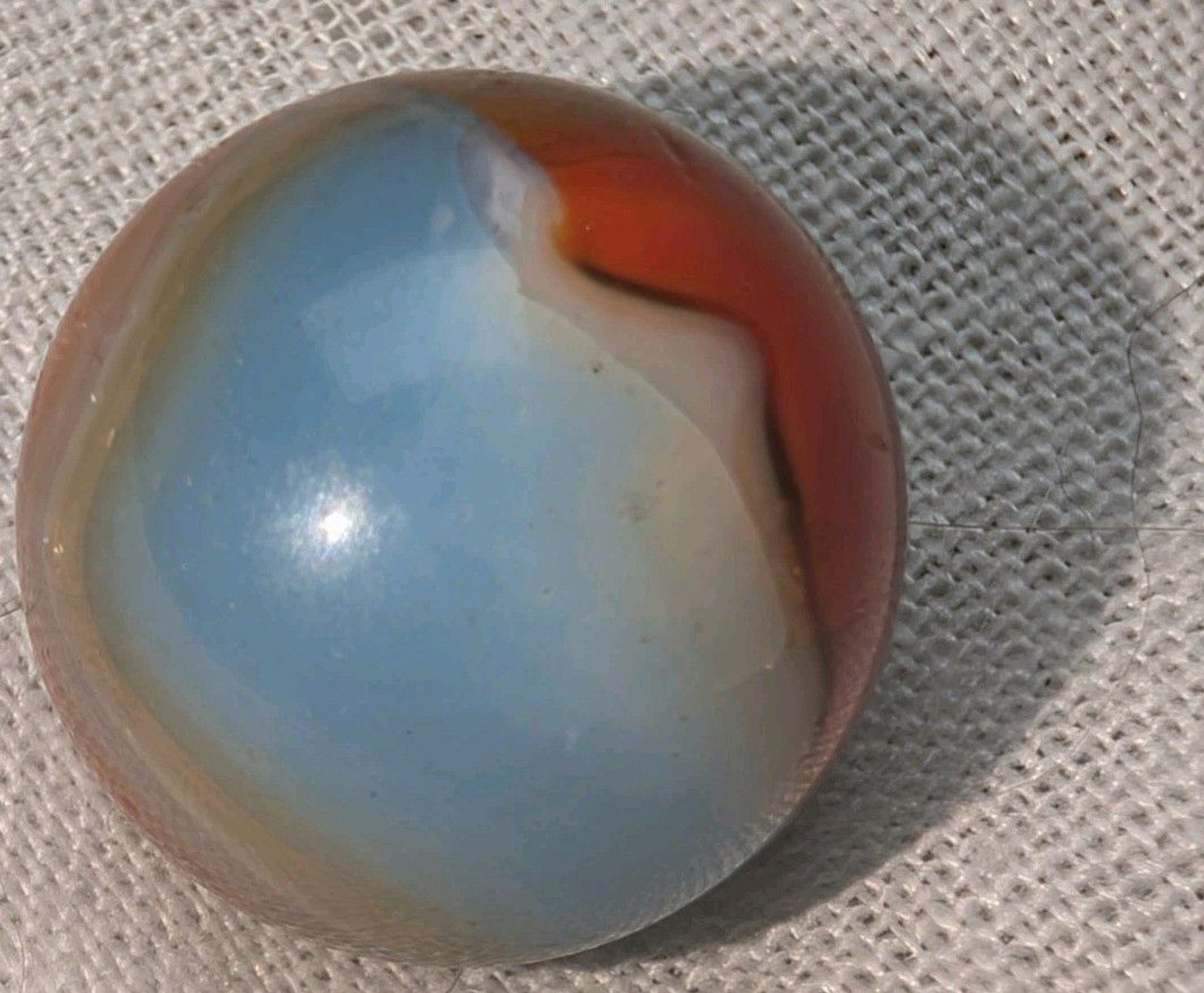 Vintage Peltier NLR Marble .59” Blue White Orange Swirl National Line Rainbo