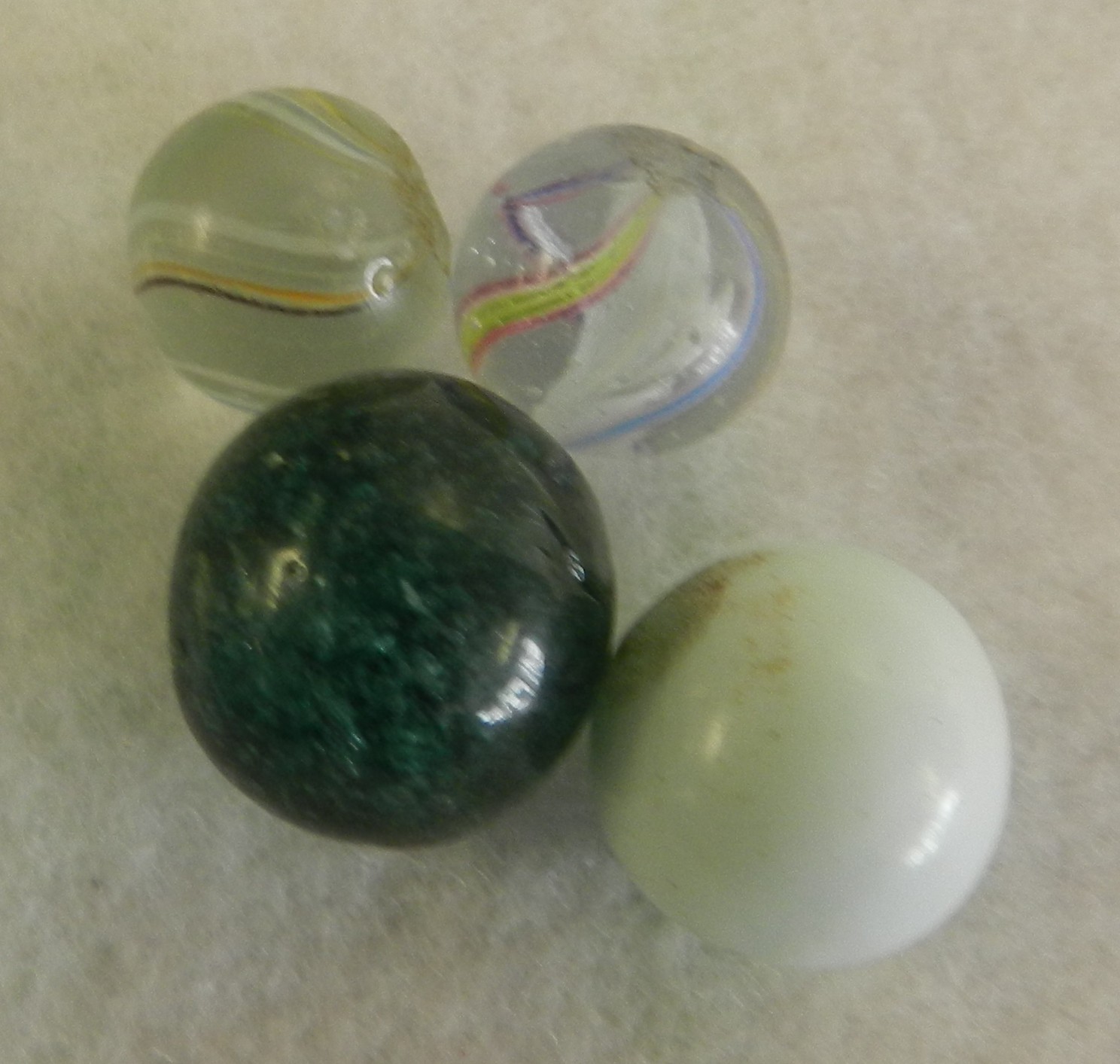 #20503m Vintage Group or Lot of 4 German Handmade Glass Marbles .50 to .66 In