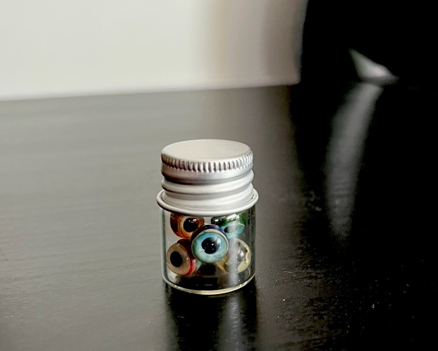 .31” “The Jar” Eye Set 6 Matching Eyeball Pee Wee Glass Art Marble Hand Made Lot