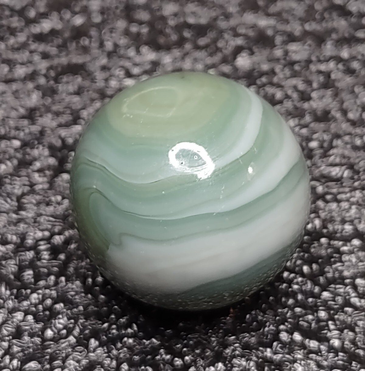 NM- .87″ TriColor Teal Green Opaque Swirl Alley Agate ? Glass Vintage Marbles