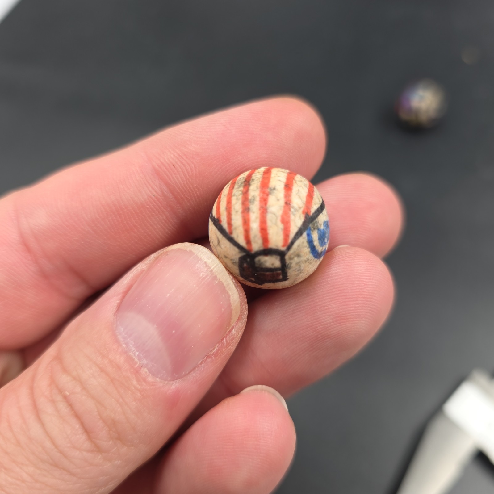 Lot of of 6 Hand Painted Clay Marbles Beautiful Hippie Marbles Hard To Find