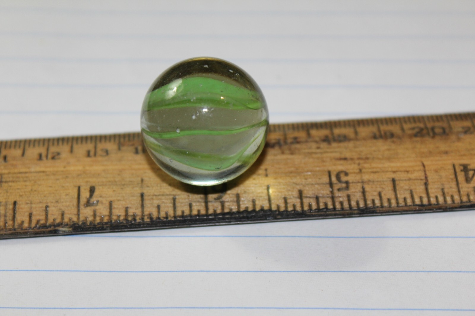 Vintage Machine Made 1″ Shooter Marble Caged Green Strands