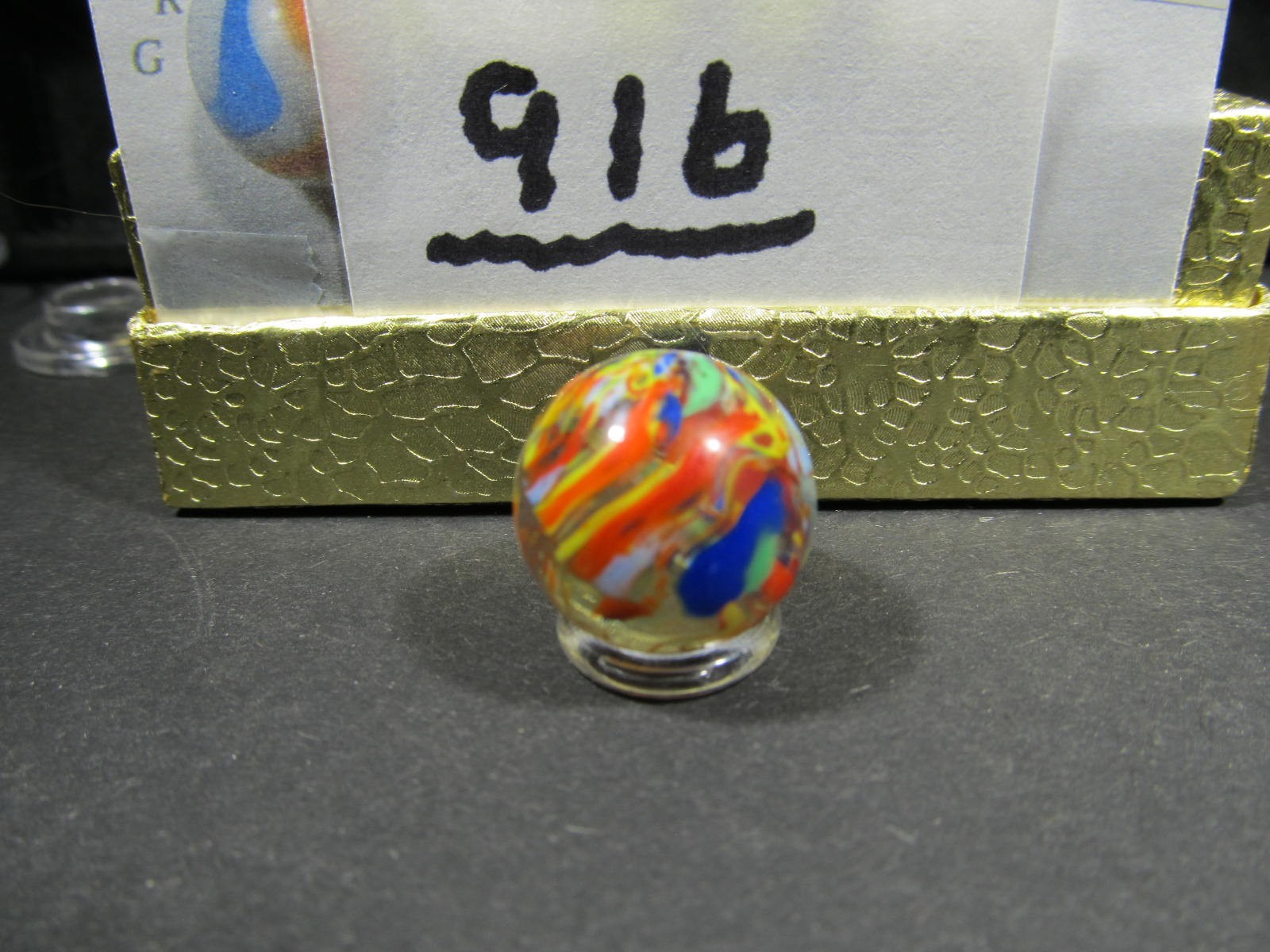 ANTIQUE RARE CHRISTENSEN BLASTED WITH COLOR MARBLE-21/32″