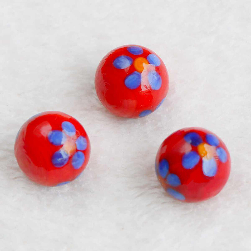 Red Glass Beads Round Marbles Traditional Vintage Classic Toys Games DIY Decor