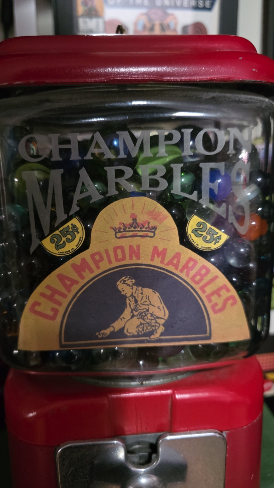 Etched Champion Marbles Vintage Gumball Machine Clear Glass