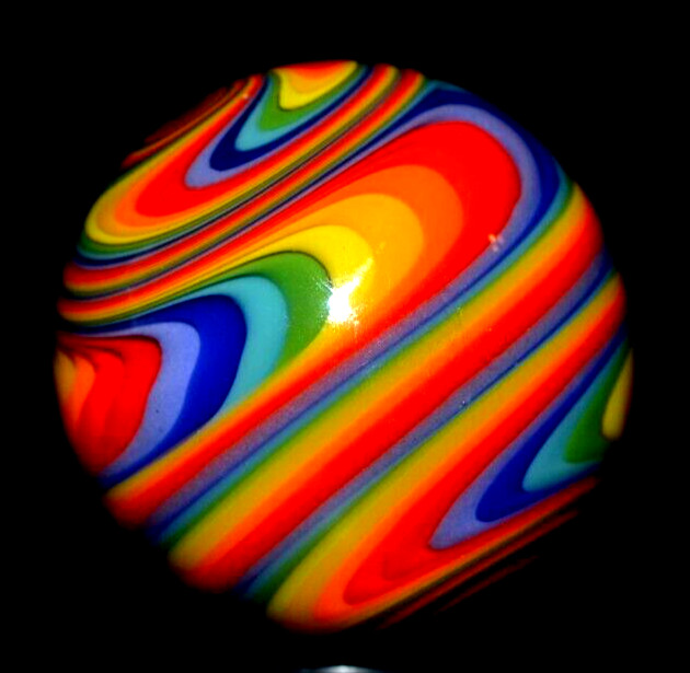 JAY SLACK GLASS MARBLE/1.443″-LOBED RAINBOW ARRAY-LILAC,LAVENDER,MINT,LOBING