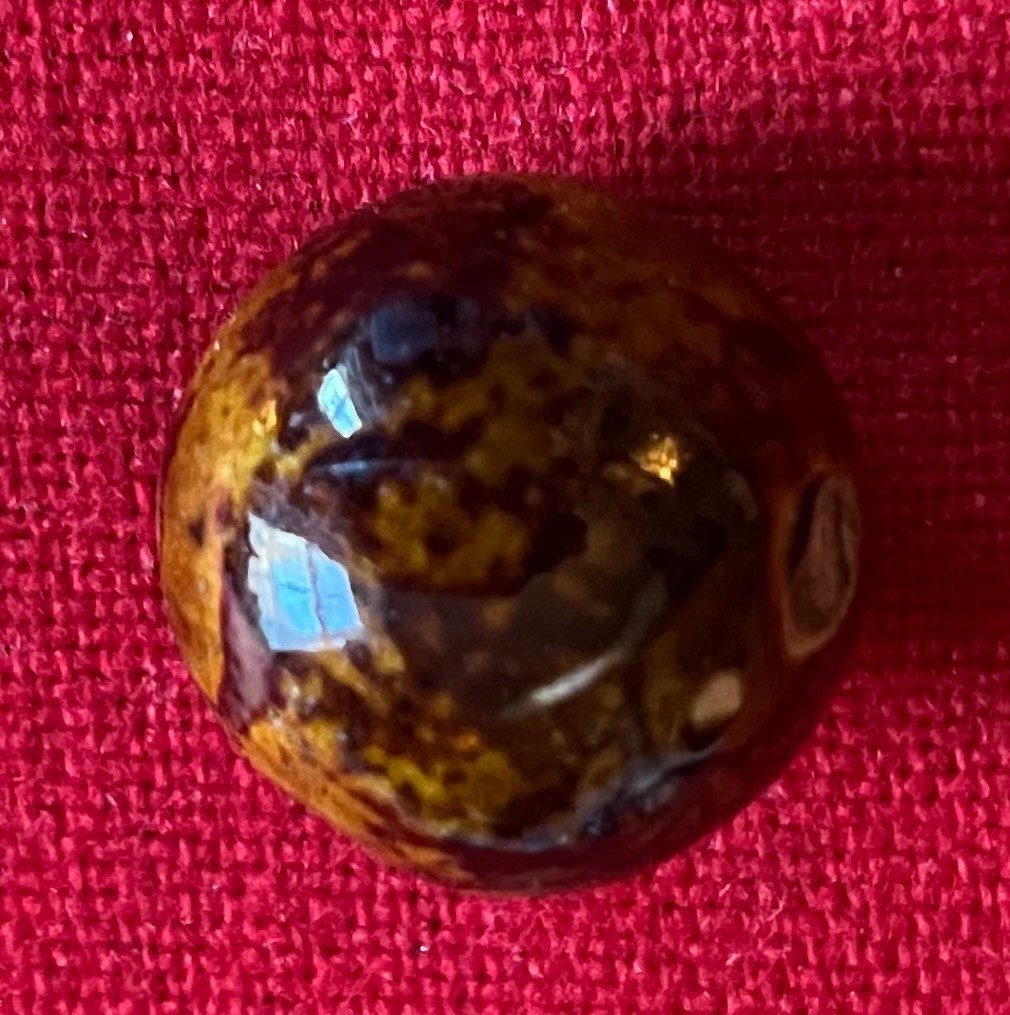 Large Antique 19th Century Bennington Treacle Glaze Pottery Marble 1 1/8″ Ball