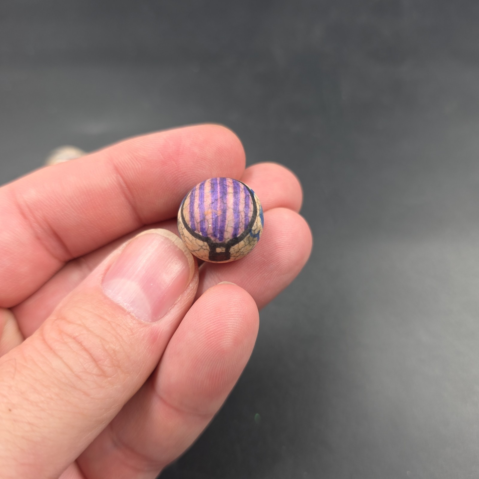 Lot of of 6 Hand Painted Clay Marbles Beautiful Hippie Marbles Hard To Find