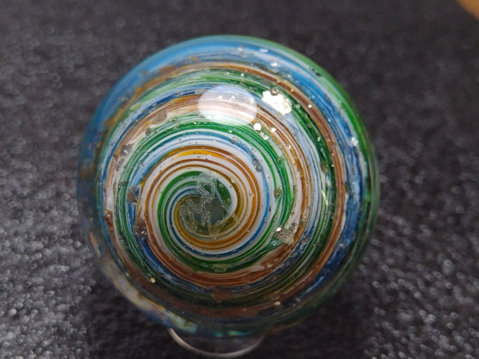 LG 1.60″ 🌈 Silver Sparkle EXPLOSION 💥 Swirl Contemporary Art Glass Marbles