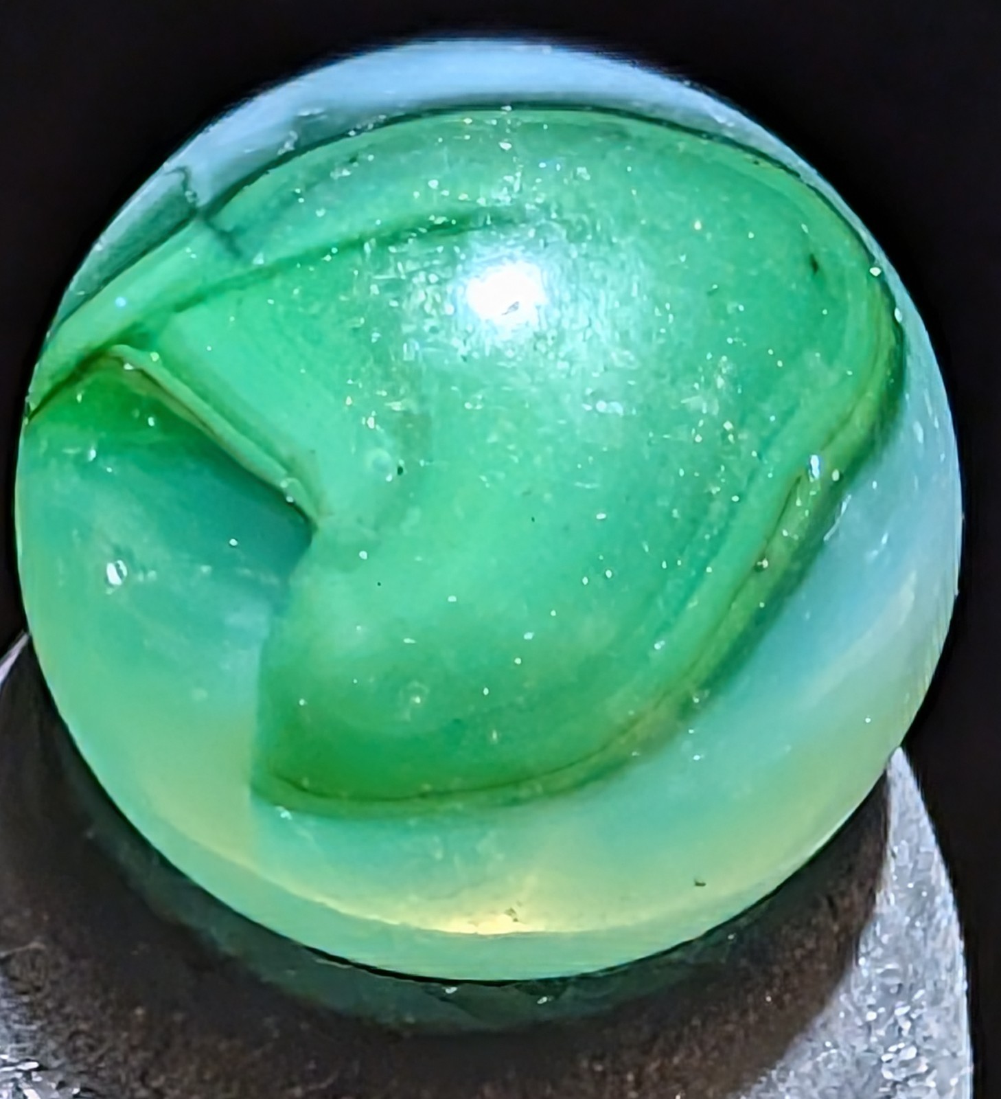 Rare Vitro Agate Fancy Aventurine Conqueror Marble Mint 9.5 Shimmery Green 19/32