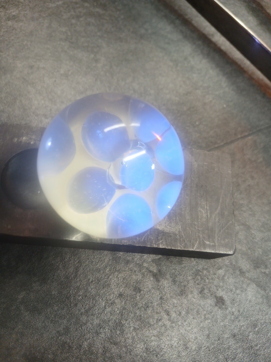 American Made Hand Blown Silver Fumed Honeycomb Marble UV Reactive