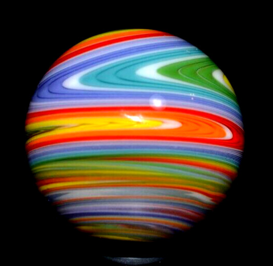 JAY SLACK GLASS MARBLE/1.462″-CITRUS WIG-WAG TWIST-LAVENDER,CHERRY,TEAL,ORANGE+
