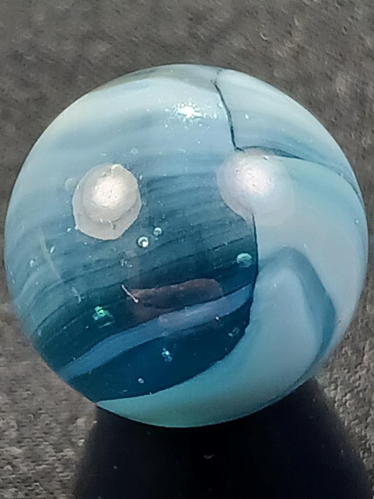 Vitro Agate .53″ Aqua Black Tri-Lite Near Mint Condition Serious Marble A256