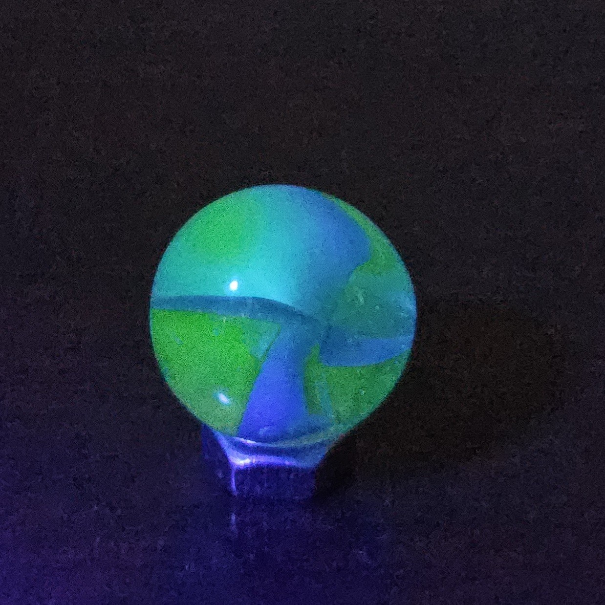 Vintage CE Bogard Dark Blue 4-Lobe Floppy .625″ Uranium Glass Marble