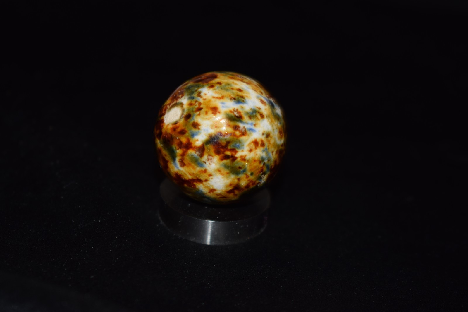 🧐👉Beautiful Antique Fancy German⬛🟥🟨 Bennington crockery marble LARGE 1.220