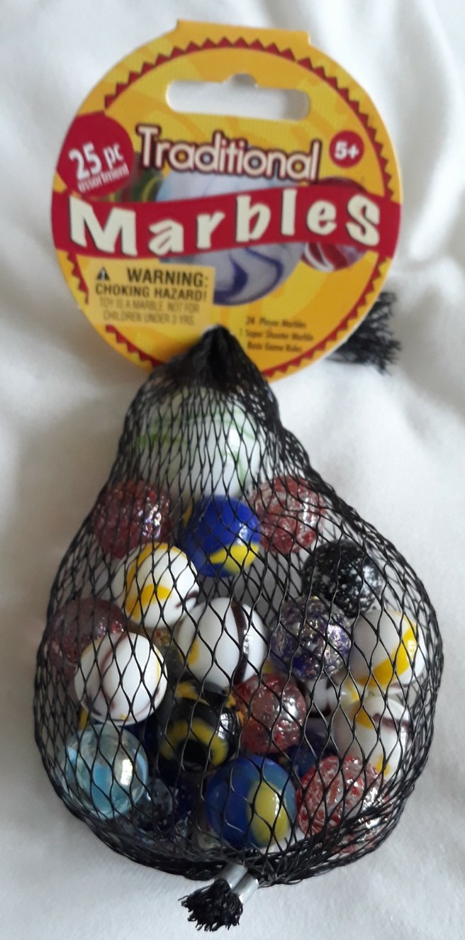 New (2025) in Bag 25 Traditional Marbles 24+1 Shooter 100% Glass Made In Mexico