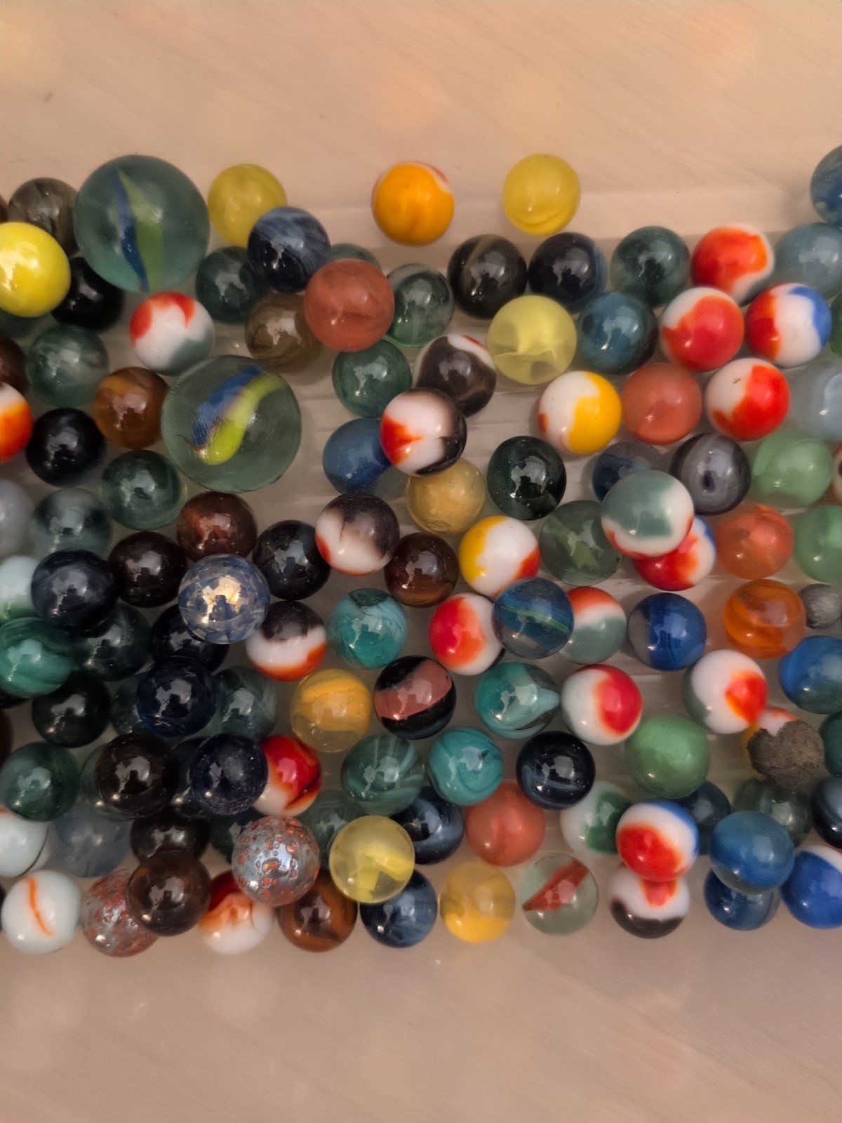 Vtg Lot Of 80+ Marbles Various Colors & Types & Age
