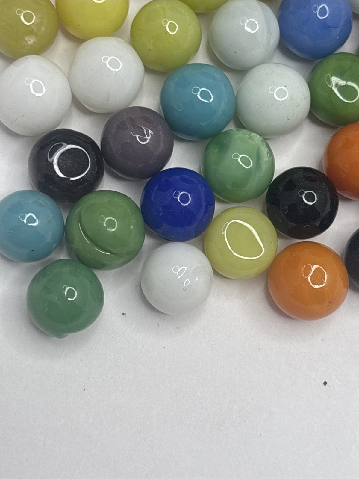 Vintage Bright Color Glass Marbles Lot of 50 Peewee Size GG Some Imperfections