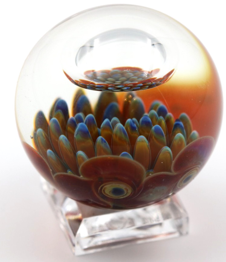 AWESOME Air Trap RAJ KOMMENINI Colorful ANEMONE Art Glass MARBLE 2007