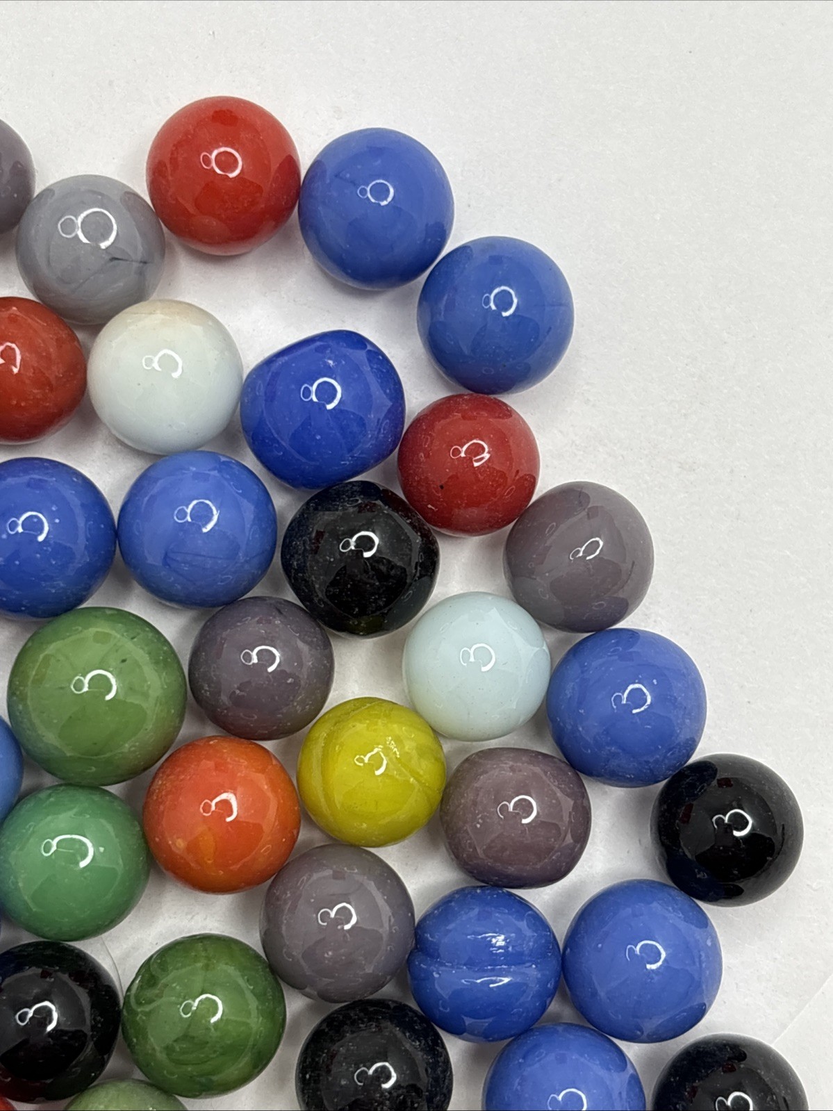 Vintage Bright Color Glass Marbles Lot of 50 Peewee Size TT Some Imperfections