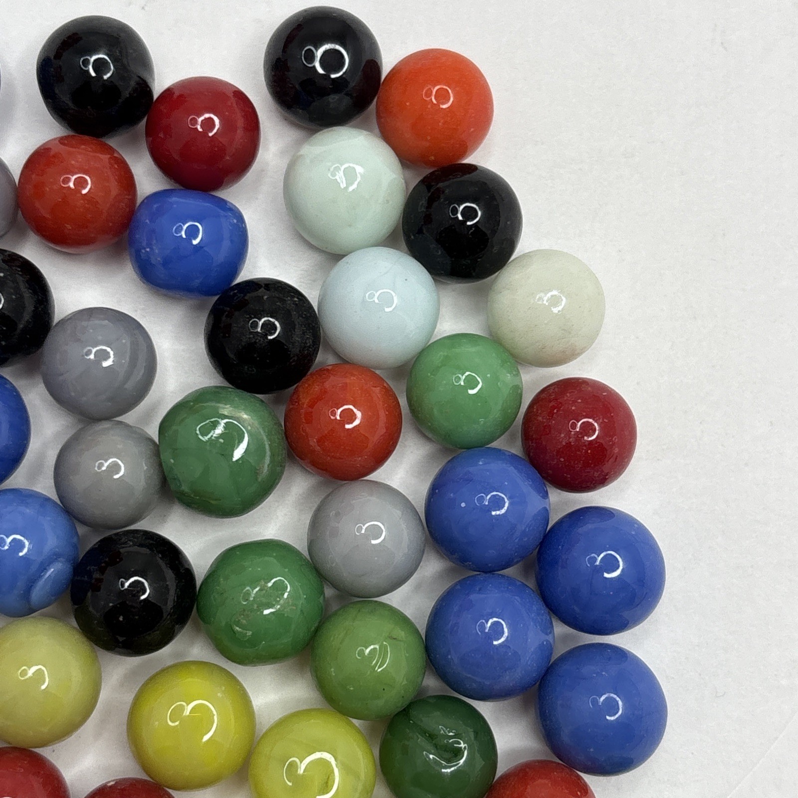Vintage Bright Color Glass Marbles Lot of 50 Peewee Size A1 Some Imperfections