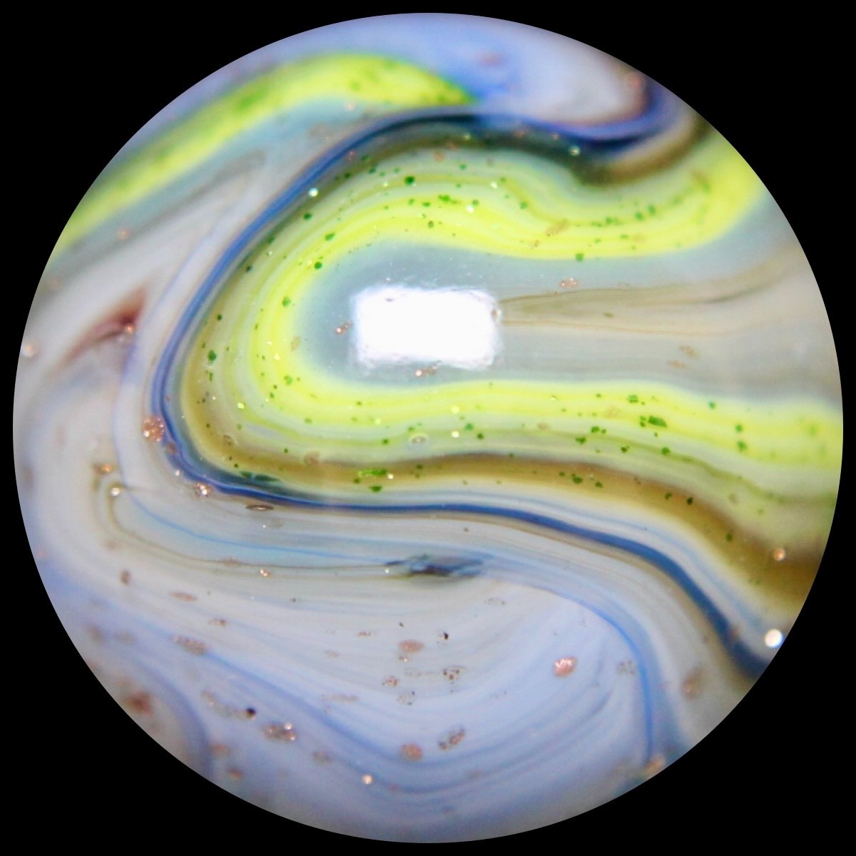 DAS West Virginia Red Buds Marble Collector Series: Neon Green w/Lutz