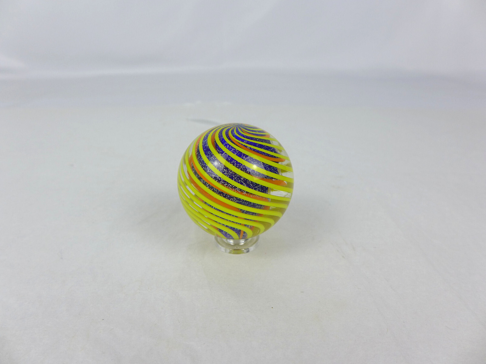 Vintage Eddie Seese Ribbon swirl Art Glass Marble 2004 1.75″