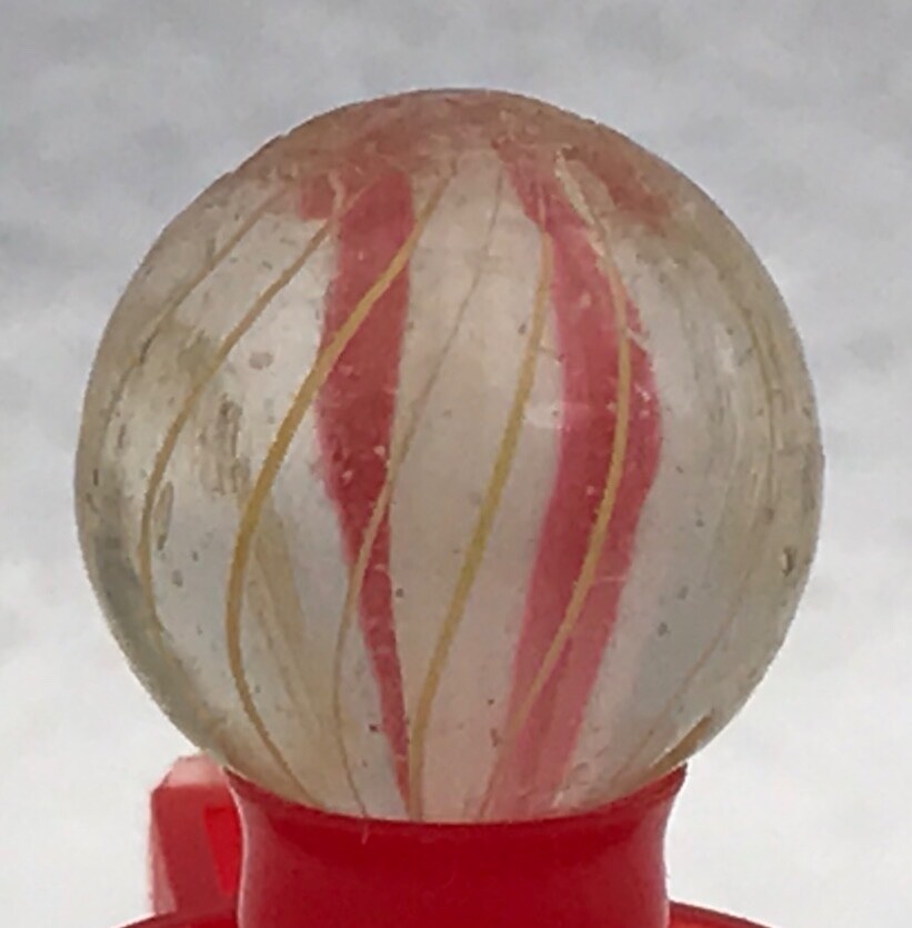 Tiny Caged Banded While Solid Core Marble 14mm (9/16”)