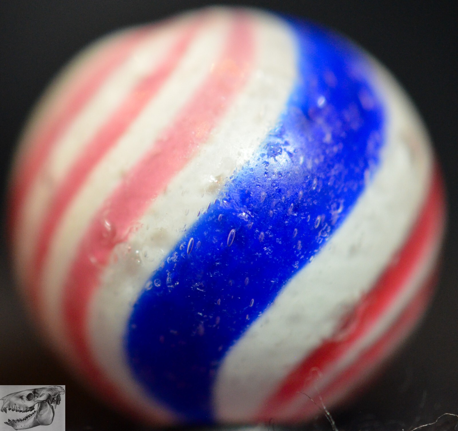 Handmade Peppermint Swirl Marble, 3/4 in, Good, Germany, 1860-1920, S1057