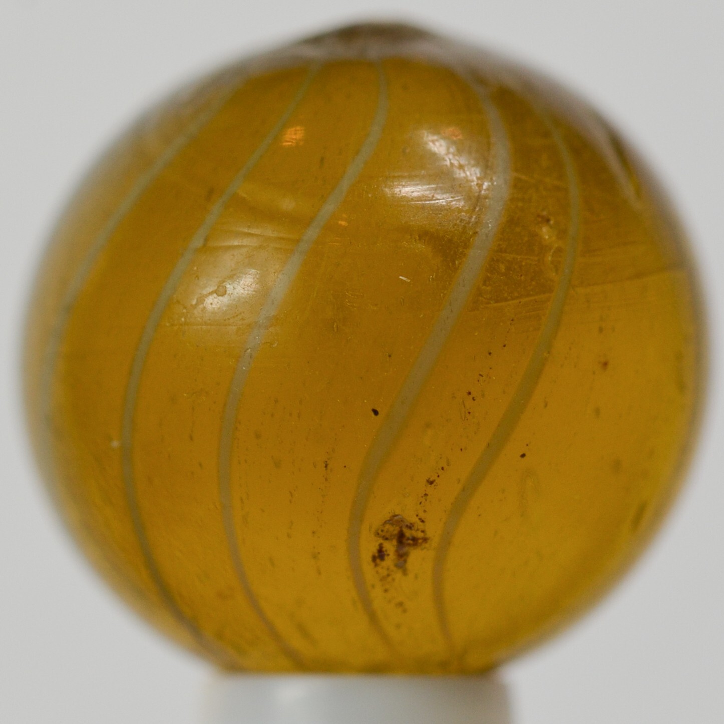 Handmade Gooseberry Marble, Amber Glass, 11/16 in, Good+, Chip, Germany, S1412