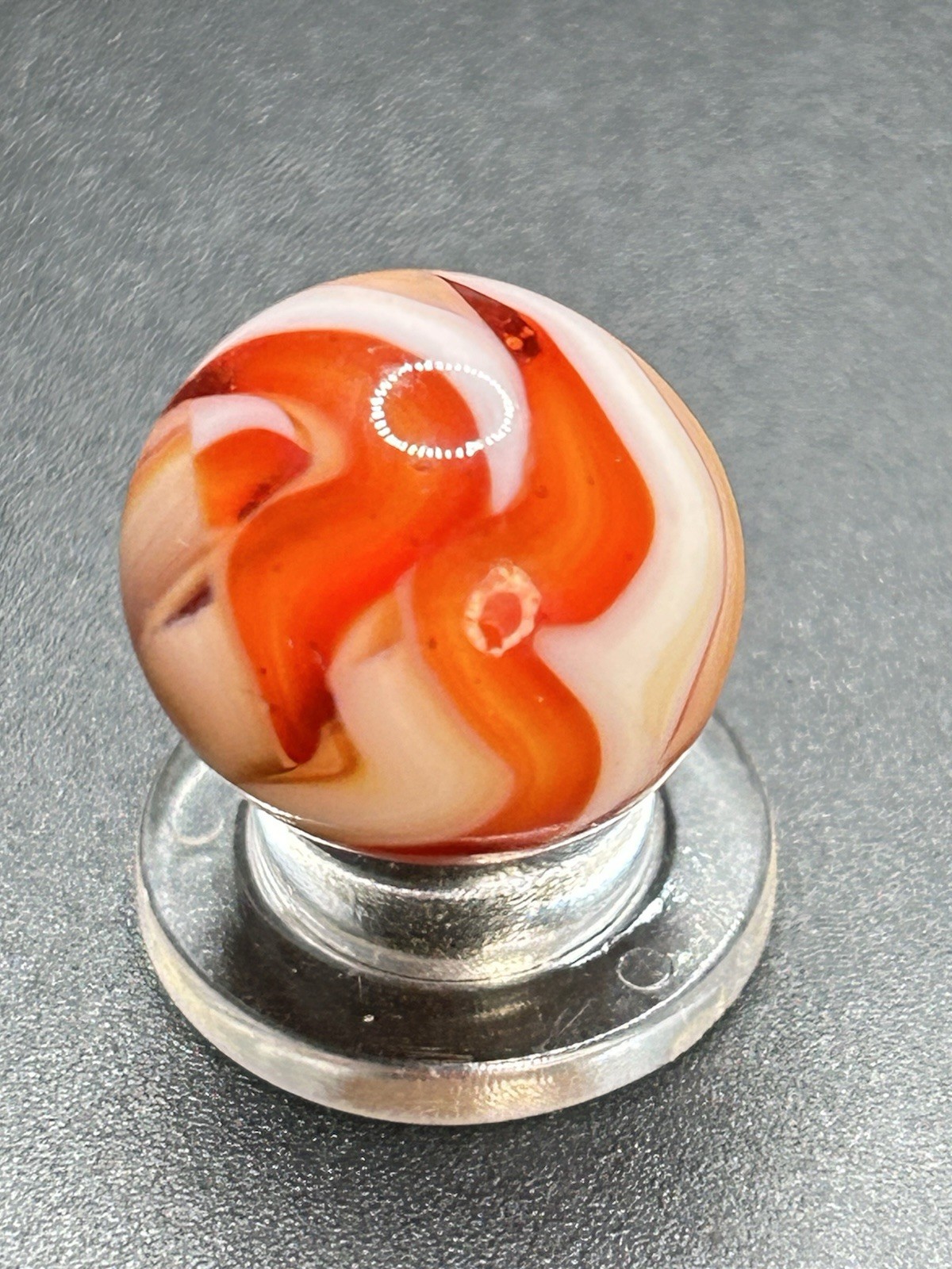 CAC Christensen Agate Blended Red Swirl Marble UV Active Vintage Marbles 0.669”