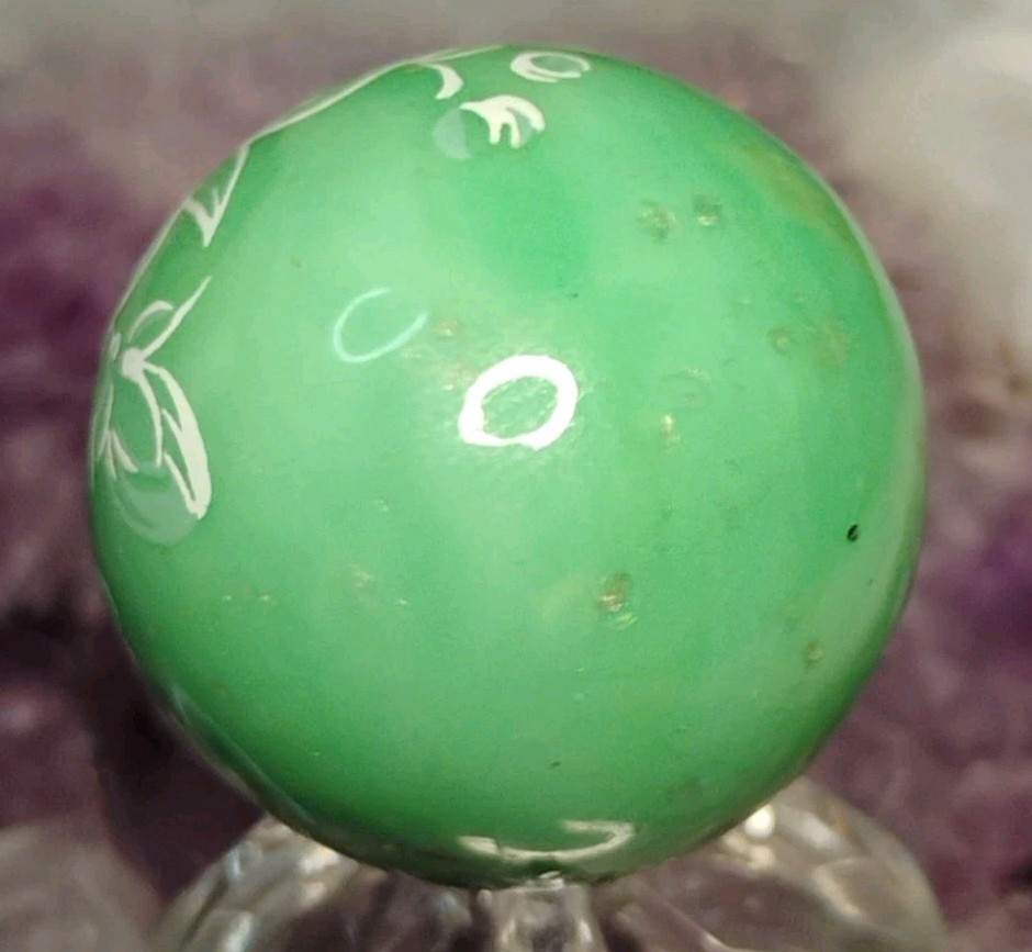 .85″ UNIQUE FLOWER MARBLES GLASS COLLECTOR ART