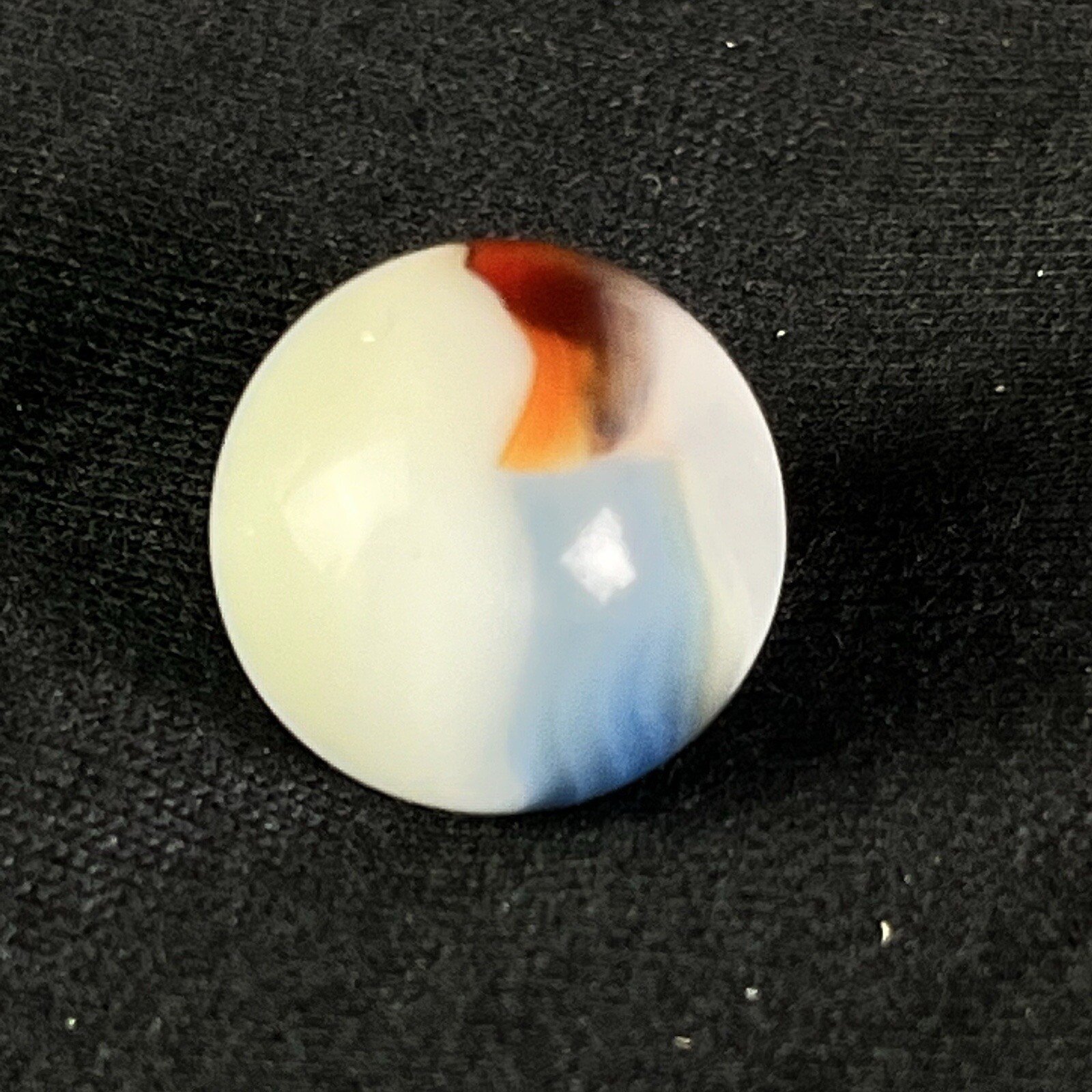 Vintage Akro Agate Peltier Art Swirl Glass Marble .61” Blue White Brown