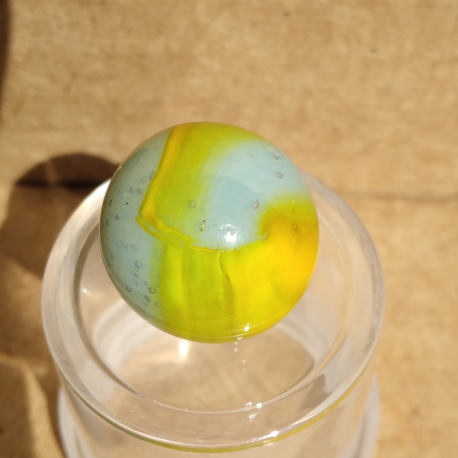 .62″ Vintage Ribbon Marble- Seedy Blue Yellow- Kokomo Peltier