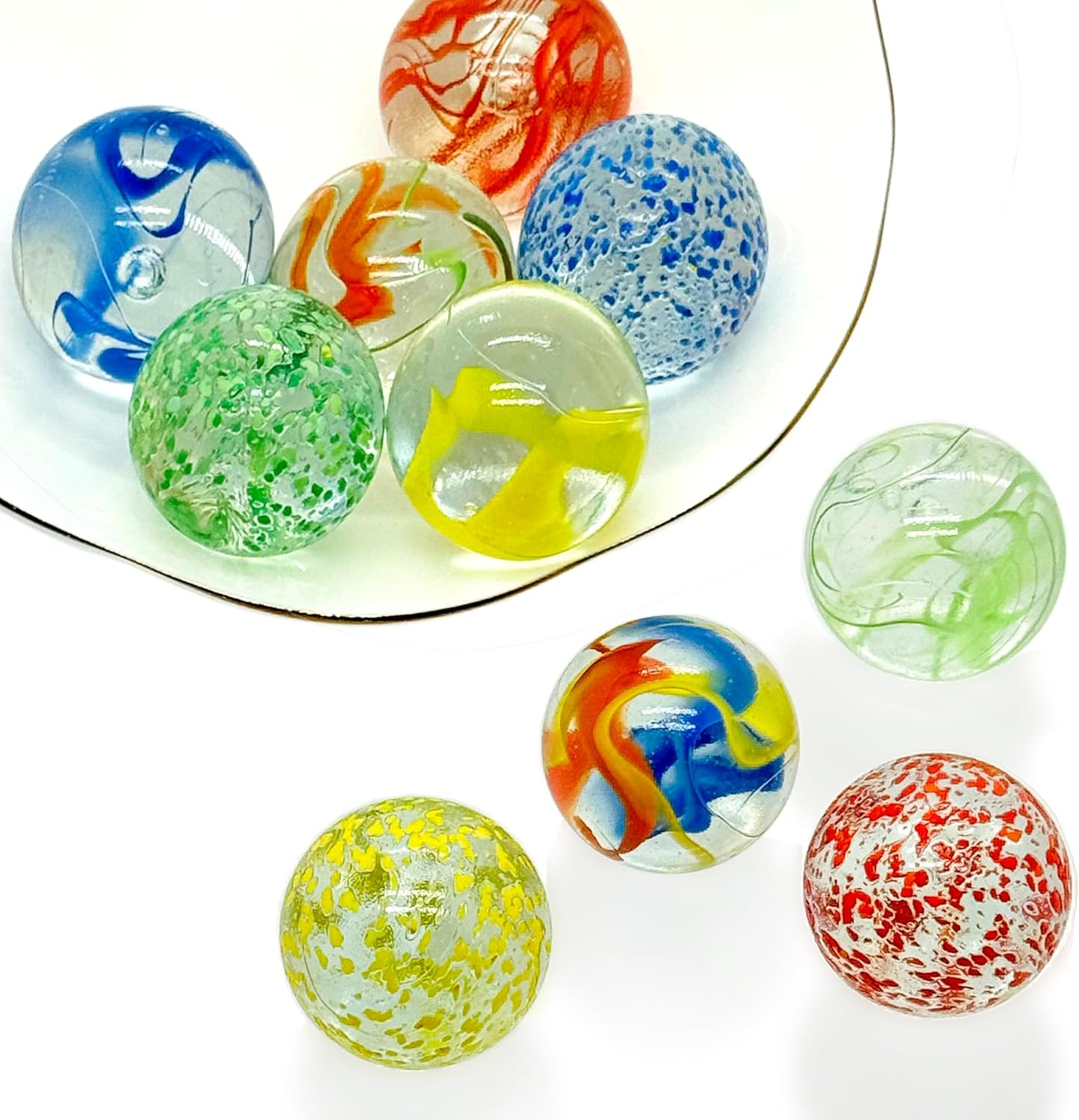 Large Glass Marbles for Decoration 35Mm 10Pcs Assorted Colour Marble Game Learni
