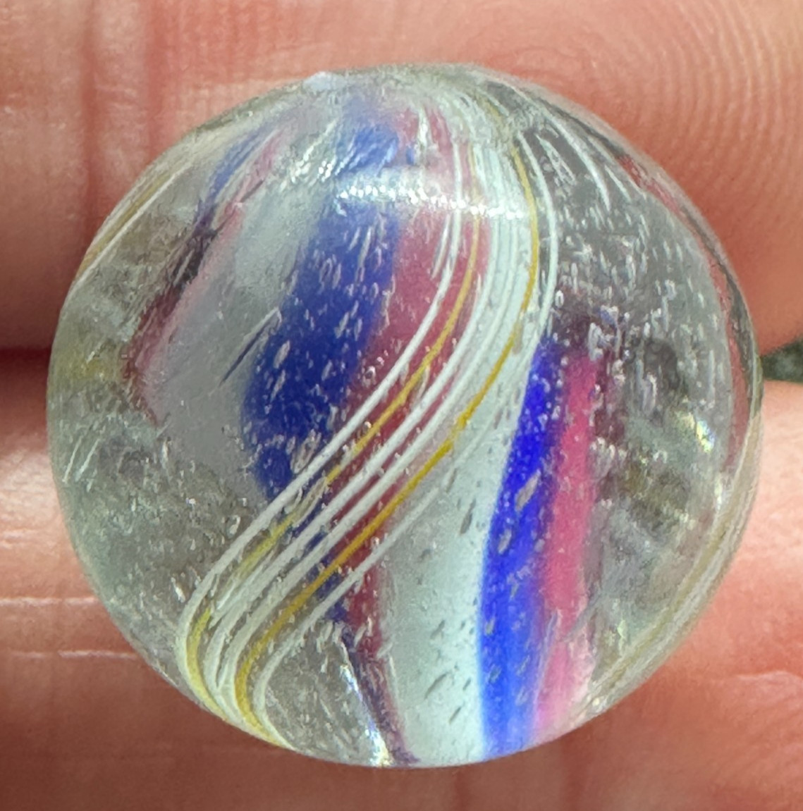 SOLID CORE SWIRL MARBLE .68″ HANDMADE ANTIQUE old toy GERMAN 17.5 mm M
