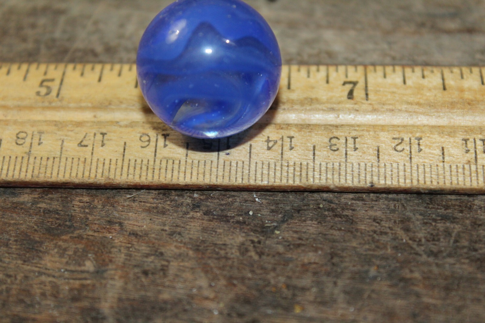 Vintage Machine Made Shooter Marble Caged Blue Swirl Clear