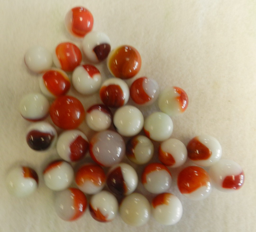 #20945m Vintage Group or Bulk Lot of 30 Mixed Company Patch Marbles