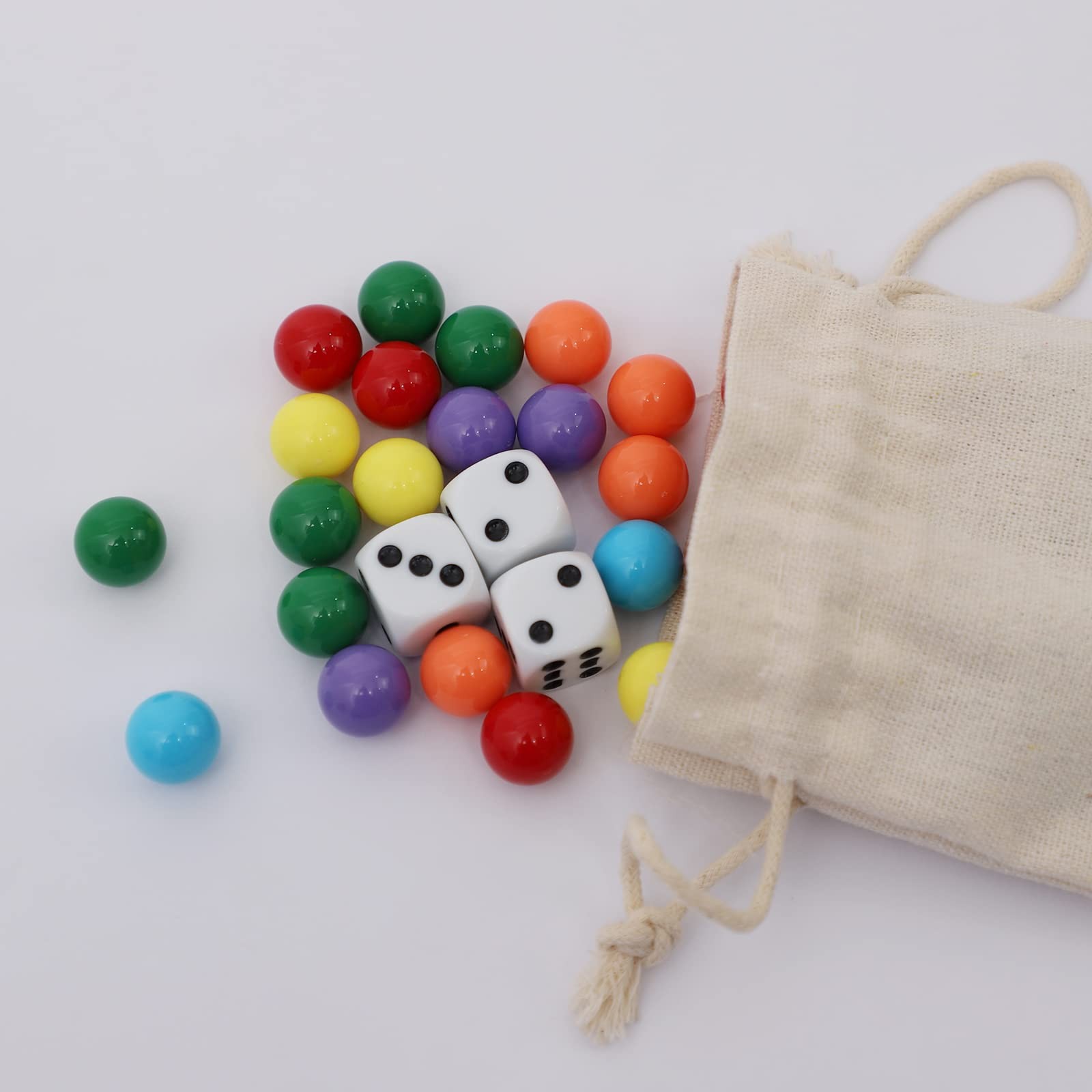 COMSREV 30 Wahoo Board Game Replacement Marbles 5 Each of 6 Colors, 6 Dice an…