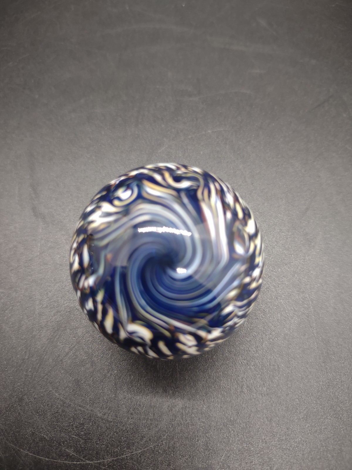 Hand Blown Art Glass Swirled Eye Marble Blue Swirl 1.5