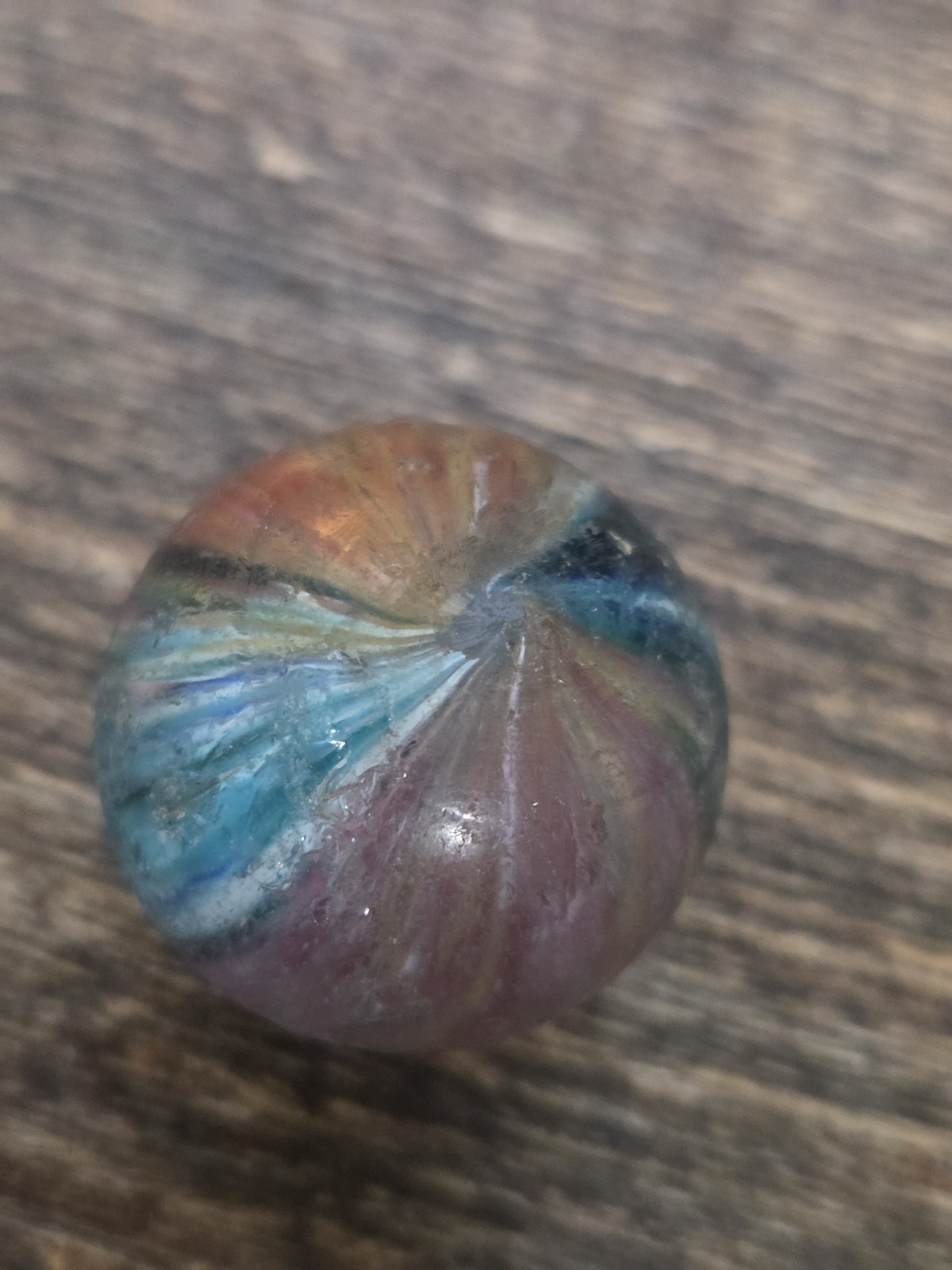 1.11″ Antique Vintage German Handmade Multi Colored Onionskin Marble
