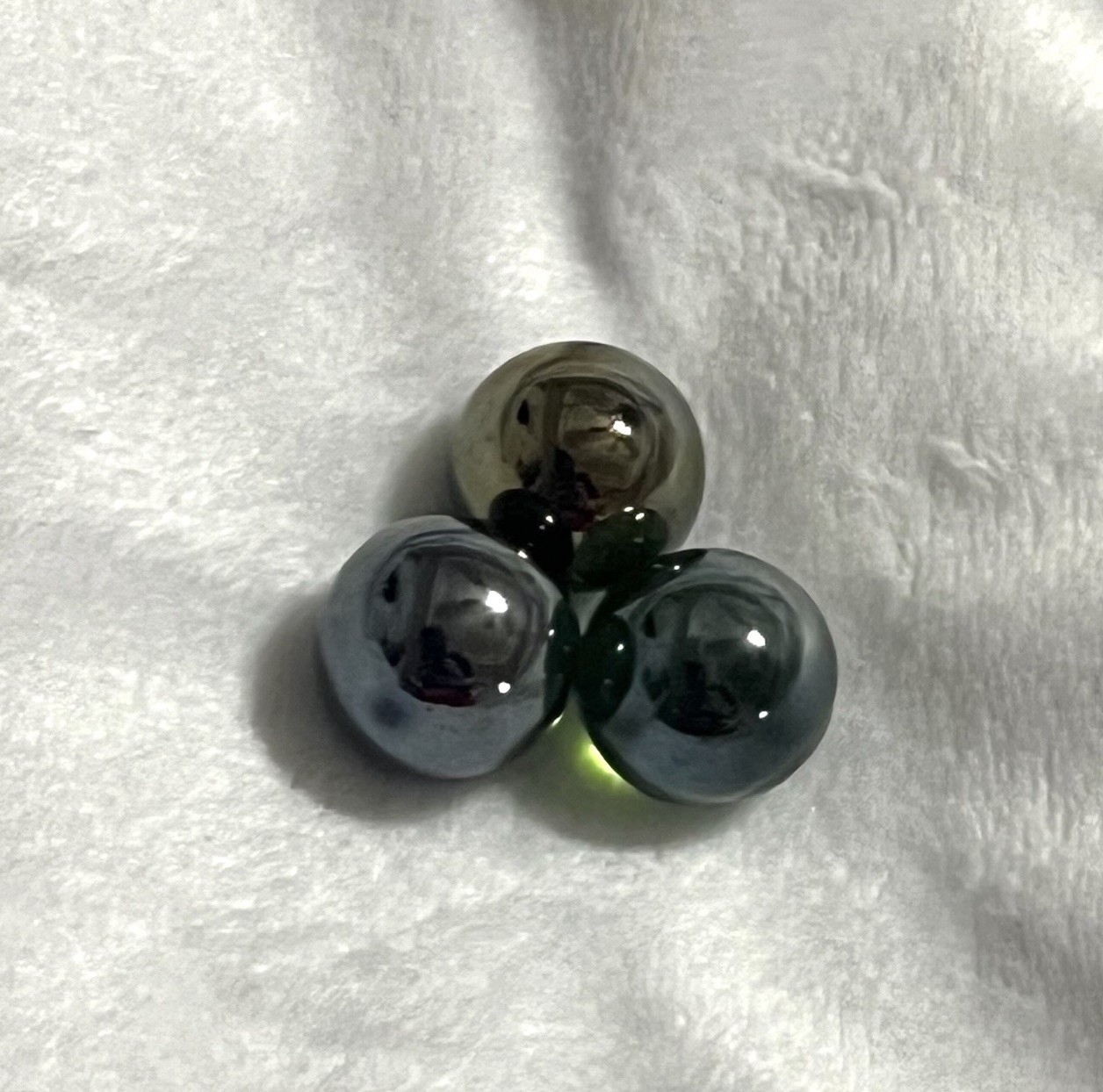 Mixed Lot Of 37 Vintage Marbles In Leather Drawstring Pouch