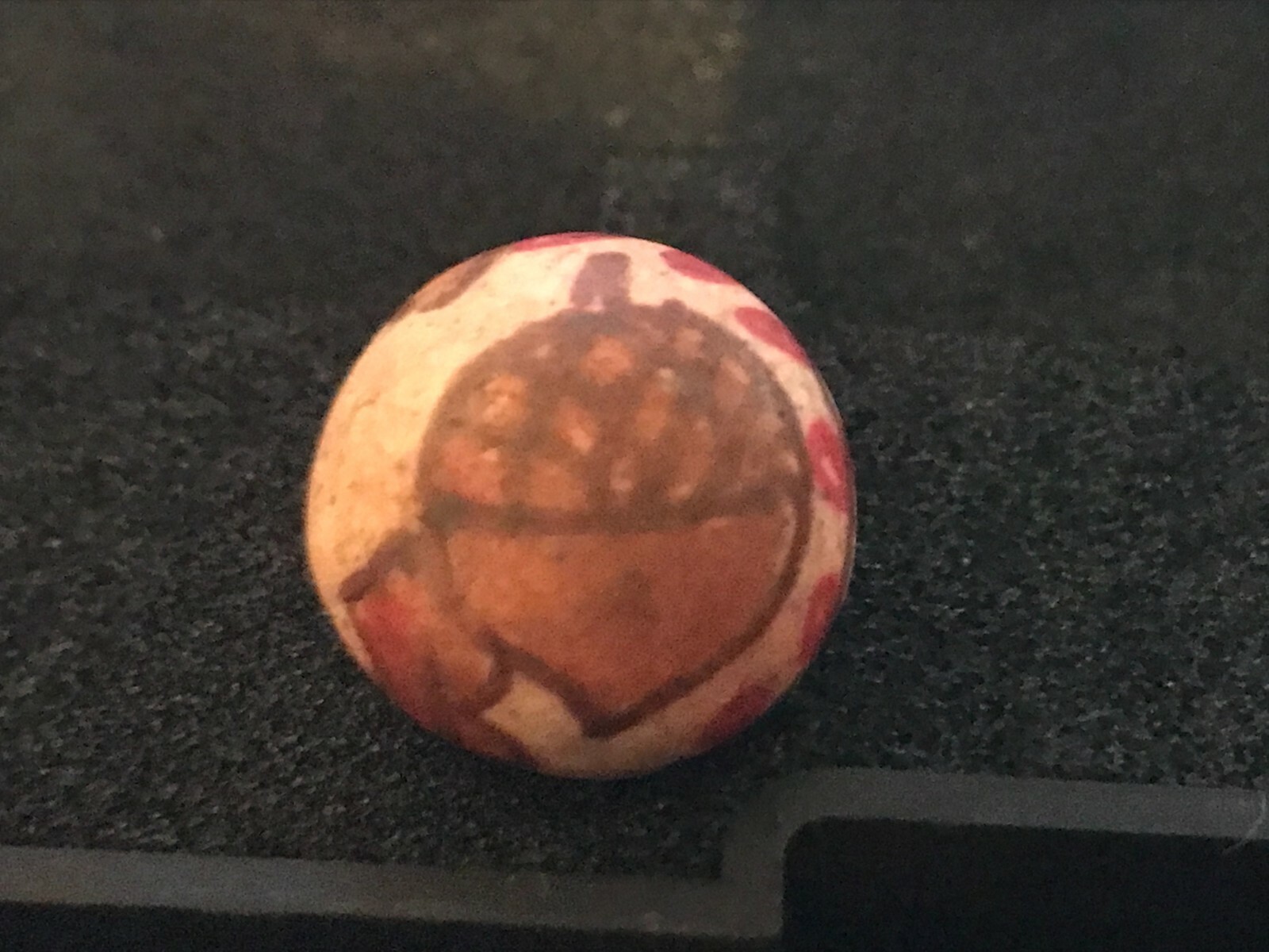 Rare Antique Hand Painted Clay Crockery Acorns Leaves Art Marble 18.77mm .73 in